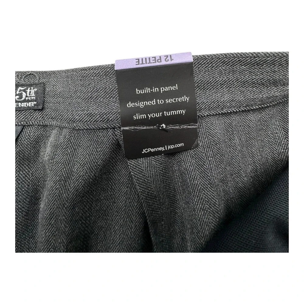 East 5th Petite Secretly‎ Slender Black Herringbone Pants Size 12P
